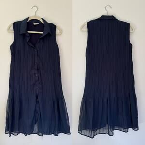 Joie Navy Blue Collared Pleated Mini Dress